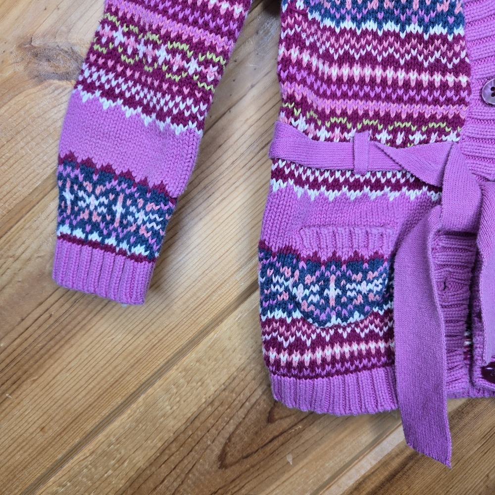 Y2K Genuine Kids by Oshkosh Knit Button Cardigan Belted 12 Months Fair Isle - Picture 4 of 5